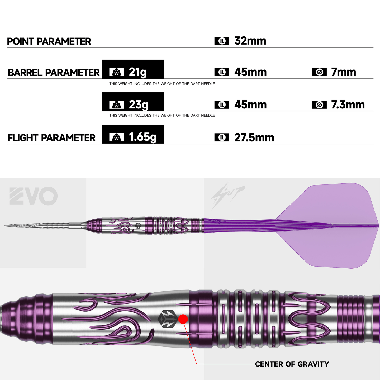 Caliburn Rainie Awakening Steeldarts Maße