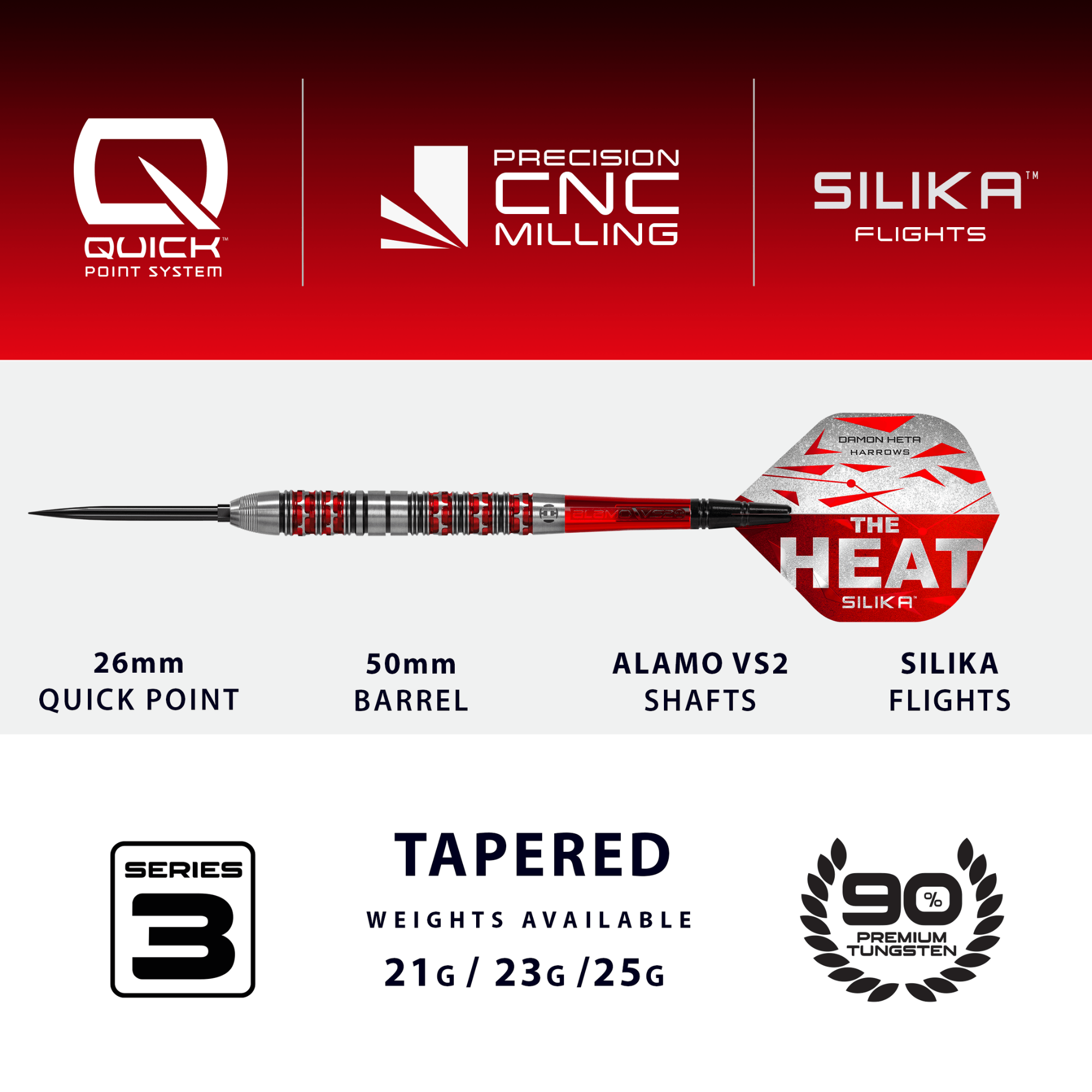 Harrows Damon Heta Series 3 Quick Point Steeldarts Maße