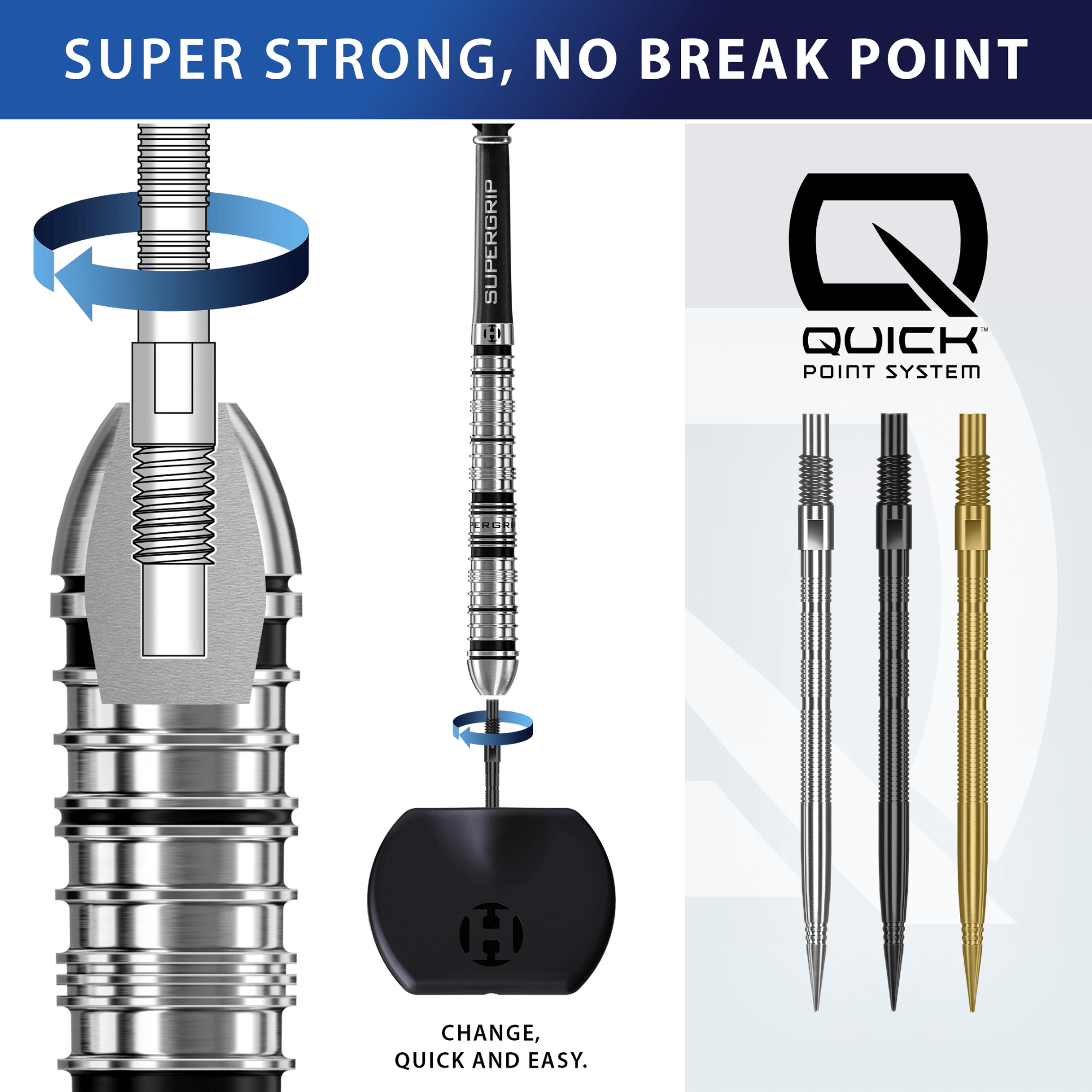 Harrows Micro Grip Quick Point Spitzen Silver Details Quick Point