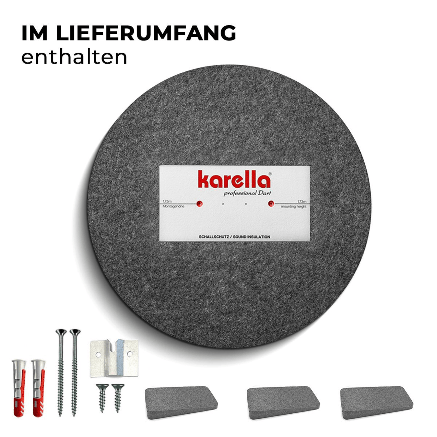 Karella Schallschutz Small für Steel Dartboards Lieferumfang