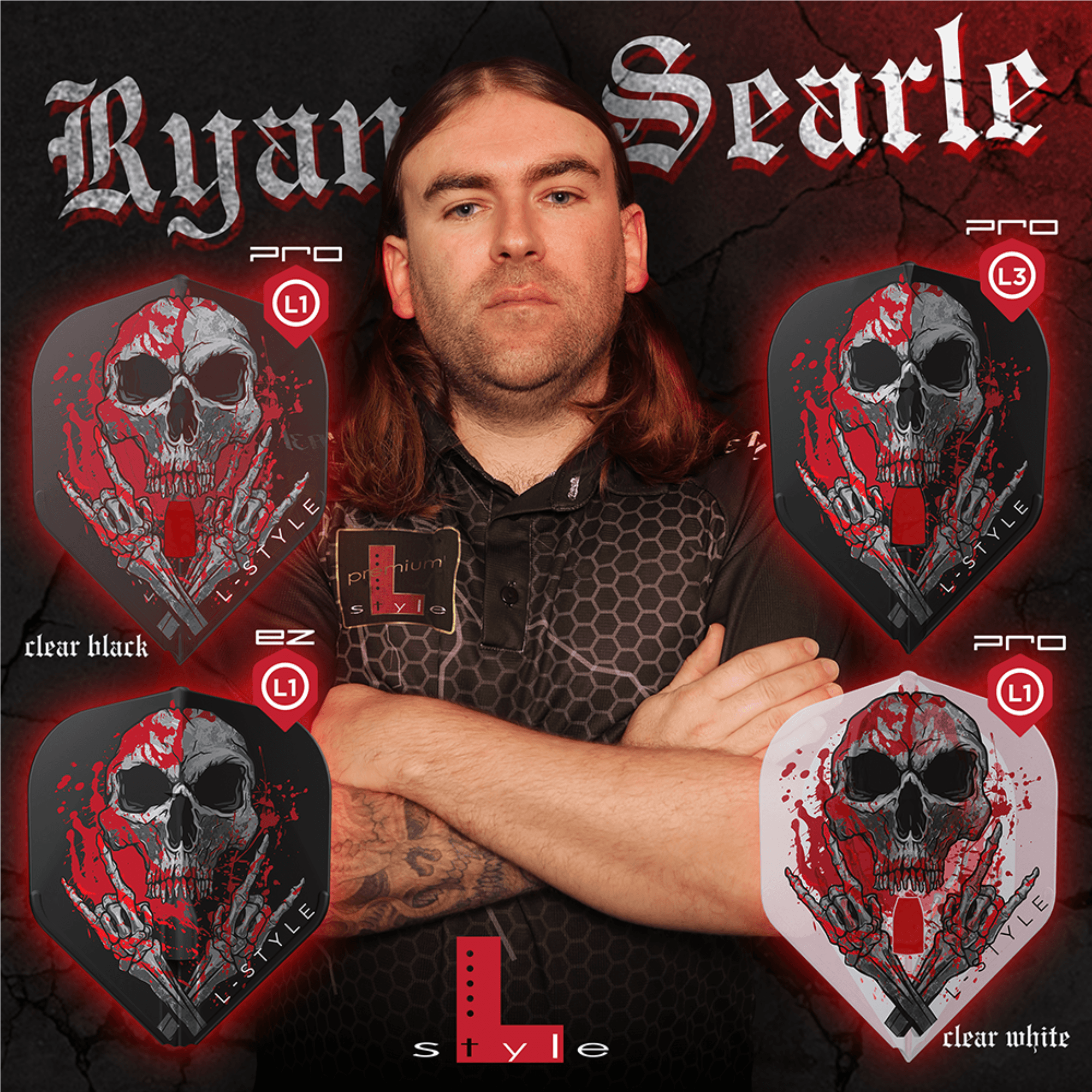 L-Style L1PRO Ryan Searle V3 Clear Black Flights Player