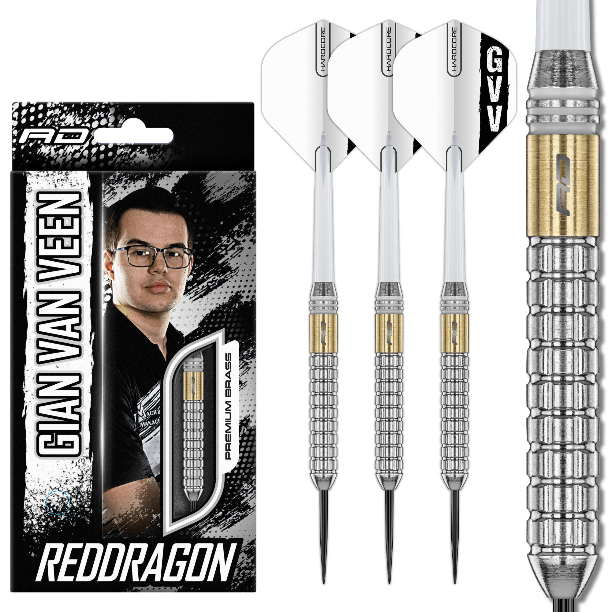 Red Dragon Gian van Veen SE Brass Steeldarts Verpackung