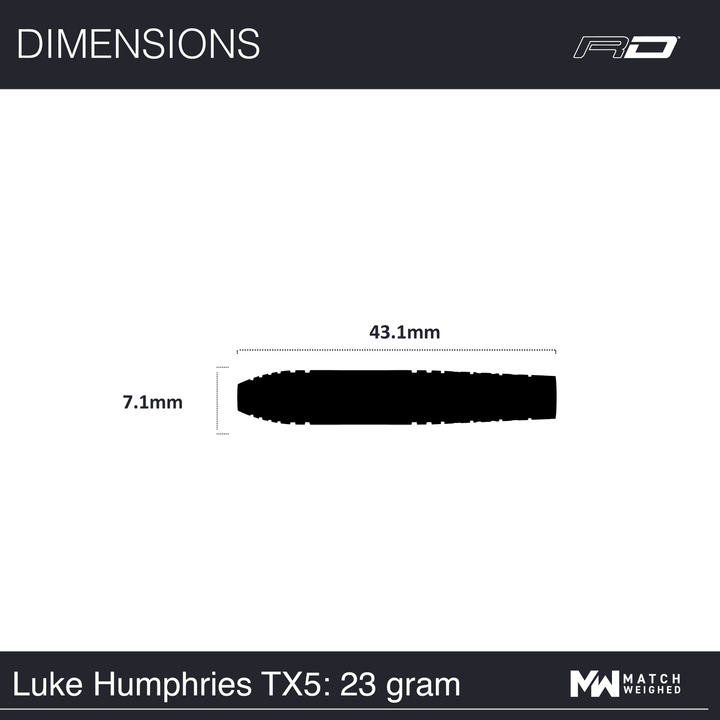 Red Dragon Luke Humphries TX5 Steeldarts Maße 23g