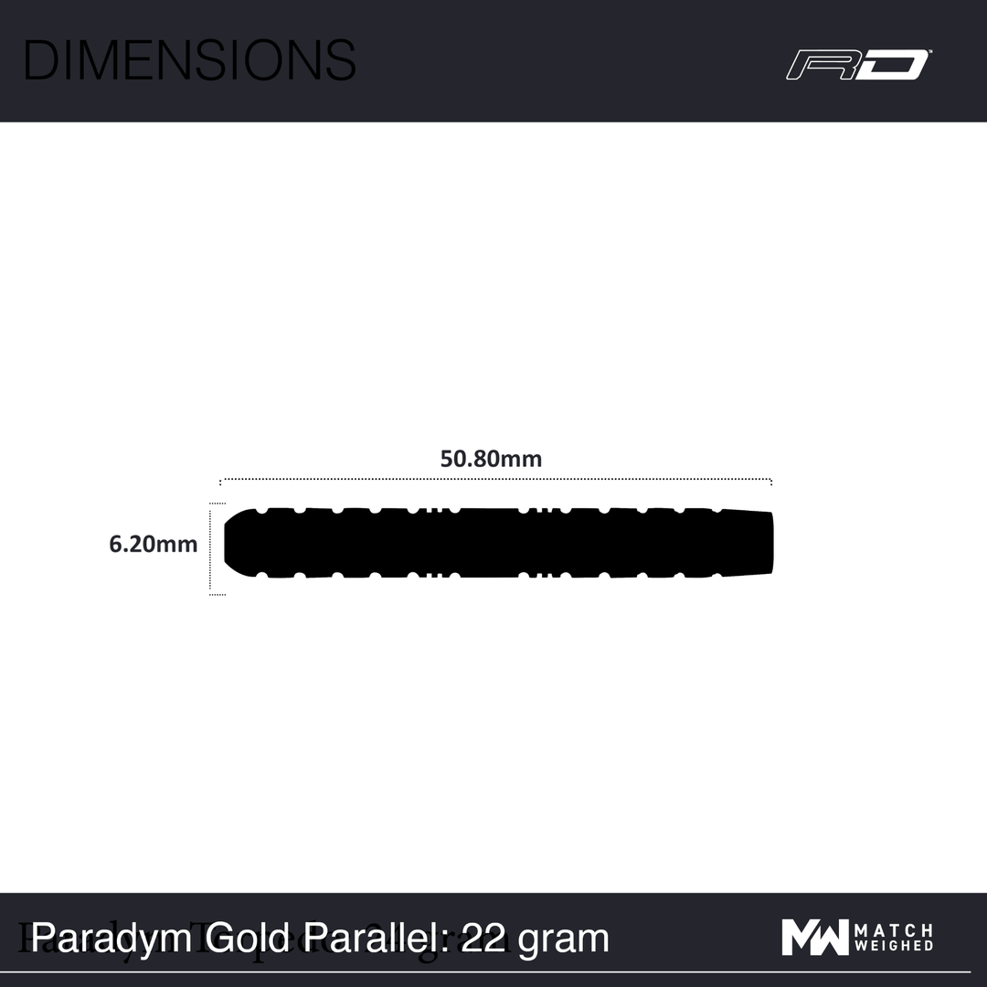 Red Dragon Paradym Gold Parallel Steeldarts Maße 22g