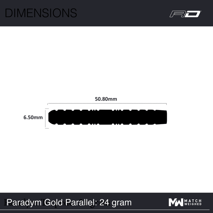 Red Dragon Paradym Gold Parallel Steeldarts Maße 24g
