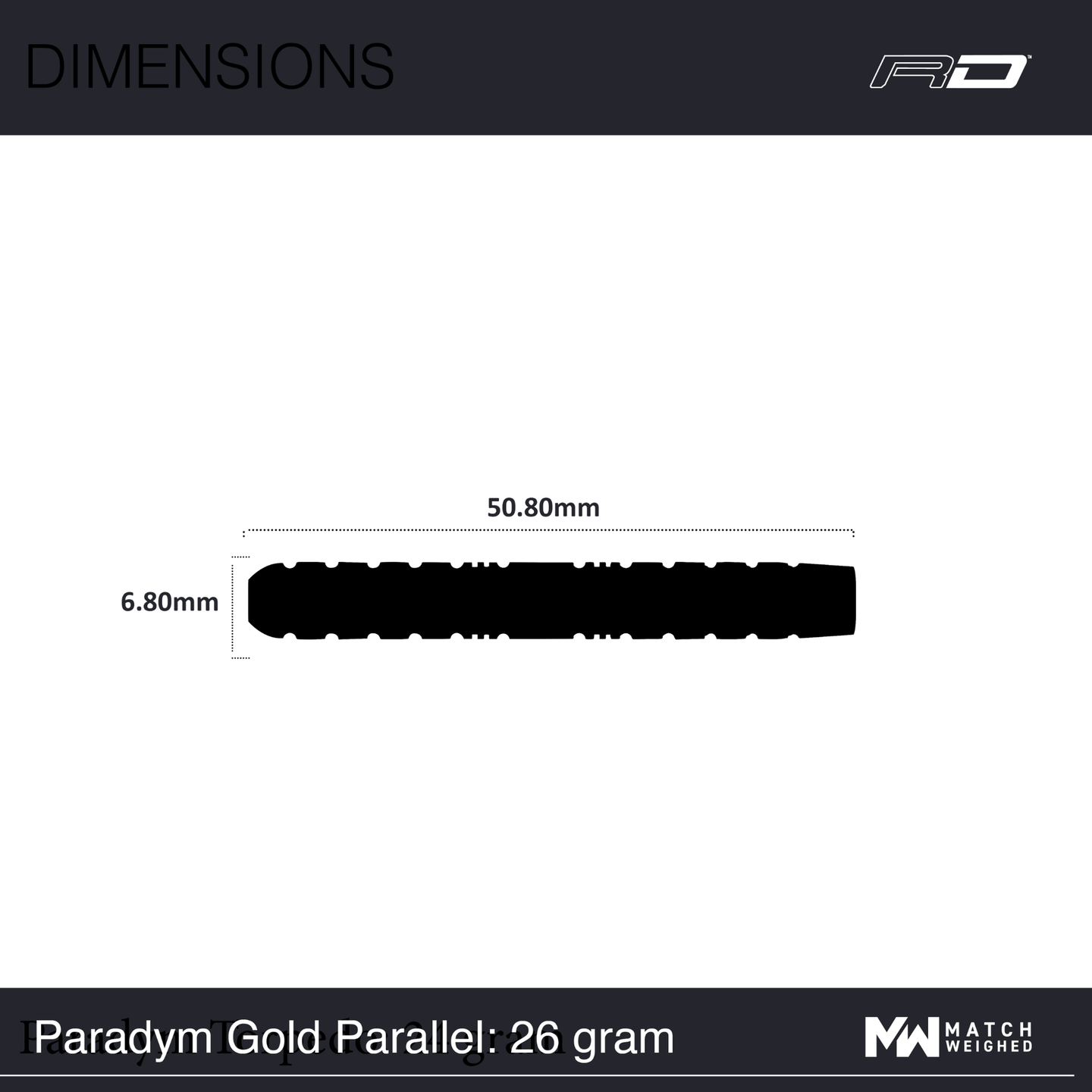 Red Dragon Paradym Gold Parallel Steeldarts Maße 26g