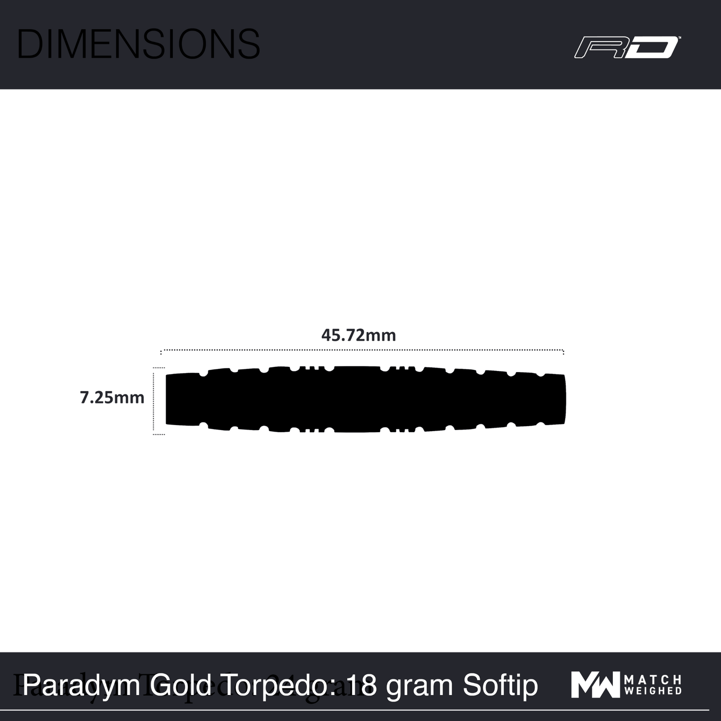 Red Dragon Paradym Gold Torpedo Softdarts Maße