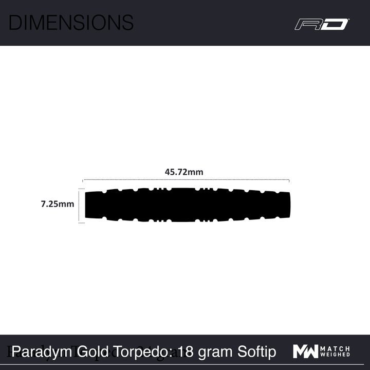 Red Dragon Paradym Gold Torpedo Softdarts Maße