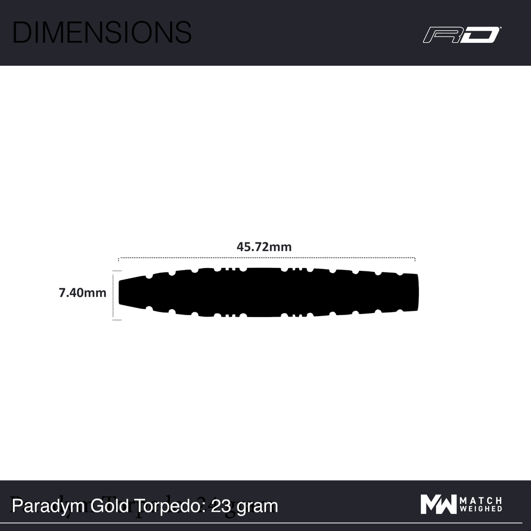 Red Dragon Paradym Gold Torpedo Steeldarts Maße 23g