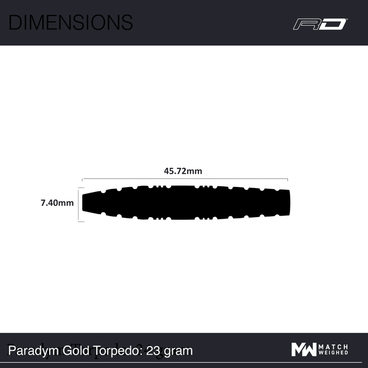 Red Dragon Paradym Gold Torpedo Steeldarts Maße 23g