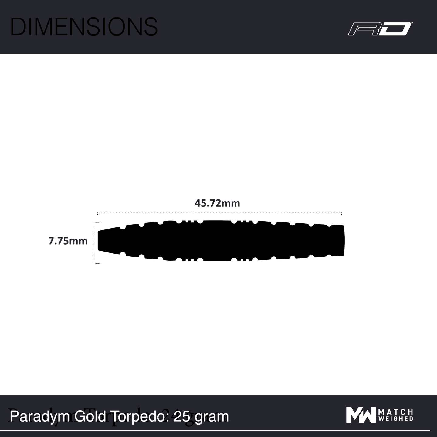Red Dragon Paradym Gold Torpedo Steeldarts Maße 25g