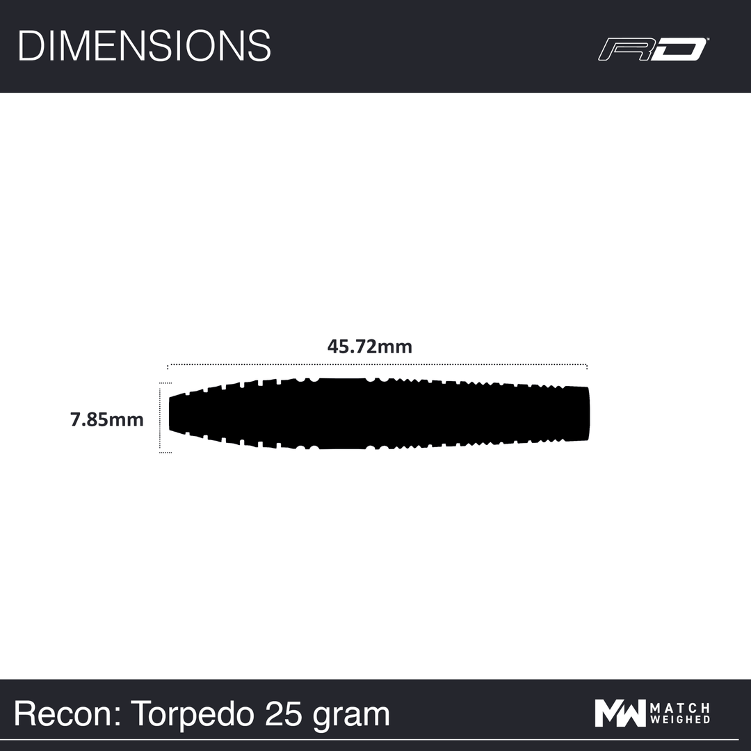 Red Dragon Recon Torpedo Steeldarts Maße 25g