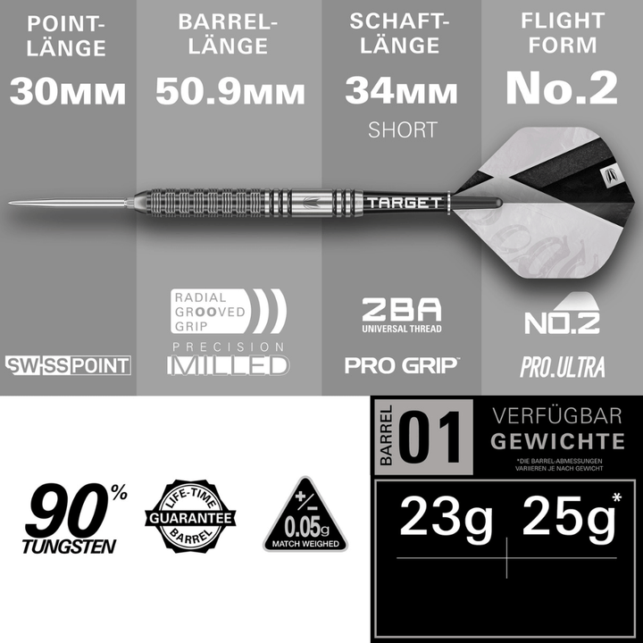 Target Beau Greaves G1 Swiss Point Steeldarts Längen