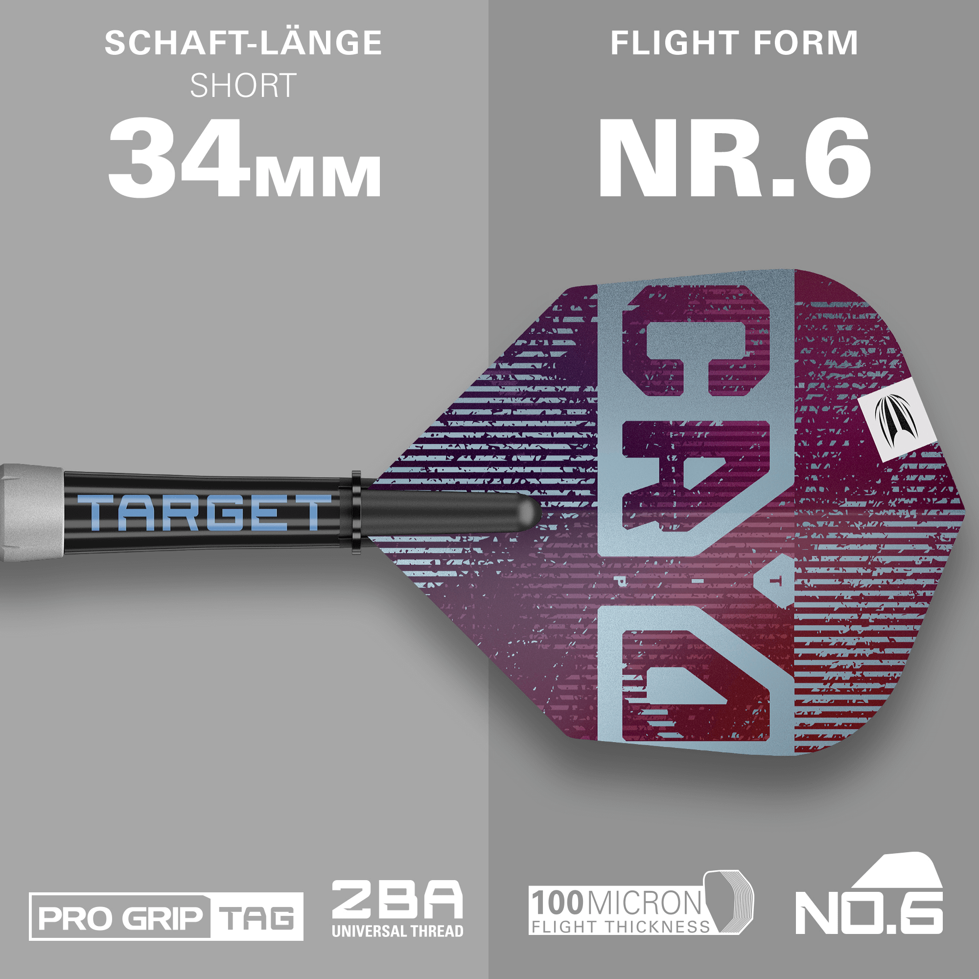 Target Cryo 11 Softdarts Maße Shaft und Flight
