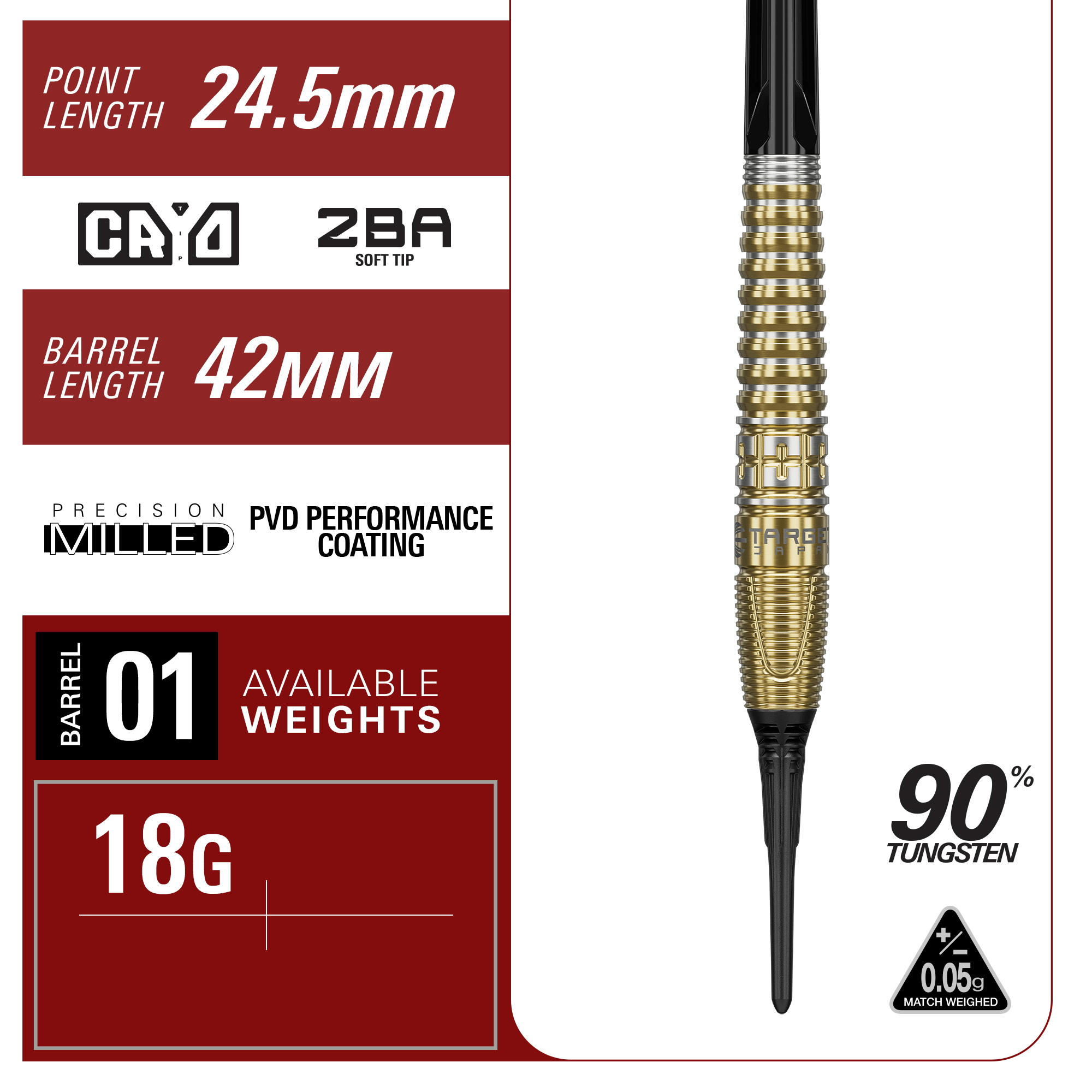 Target Japan Harith Lim Prime Series Hot Shot Gen 3 Softdarts Maße Barrel