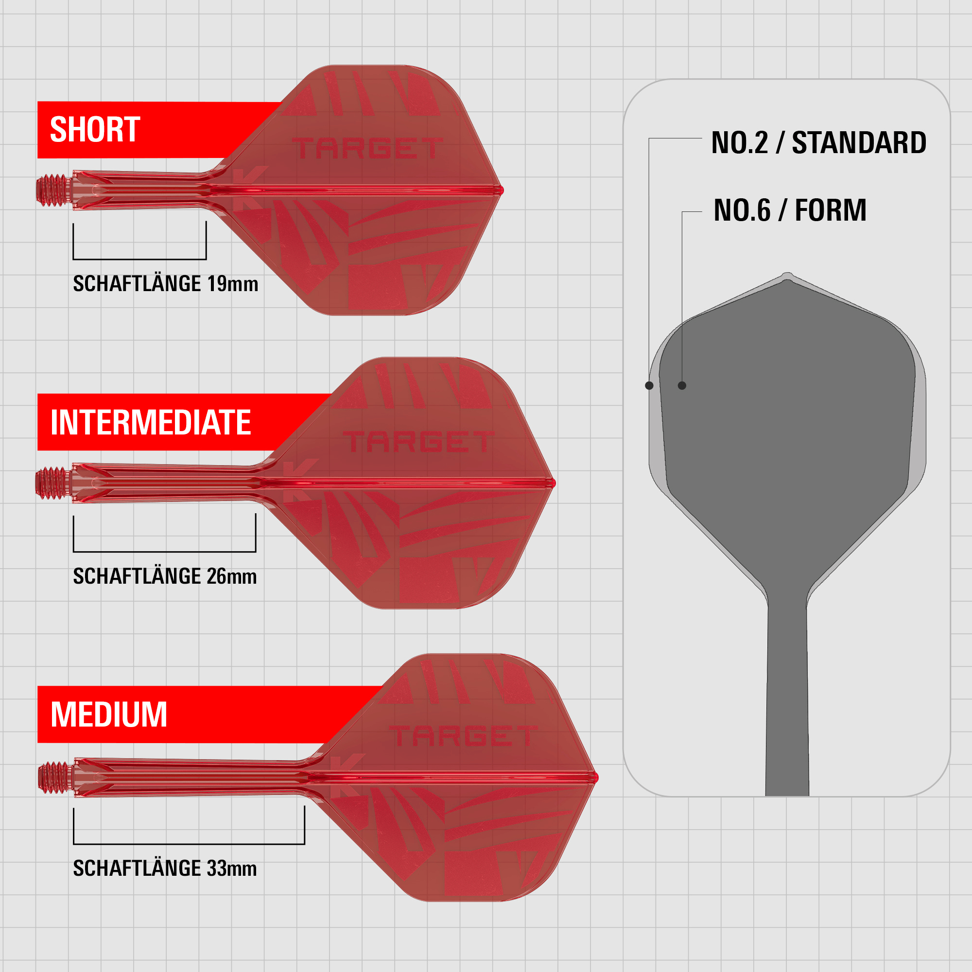 Target K-Flex Flight NO2 - Rot Maße Shafts