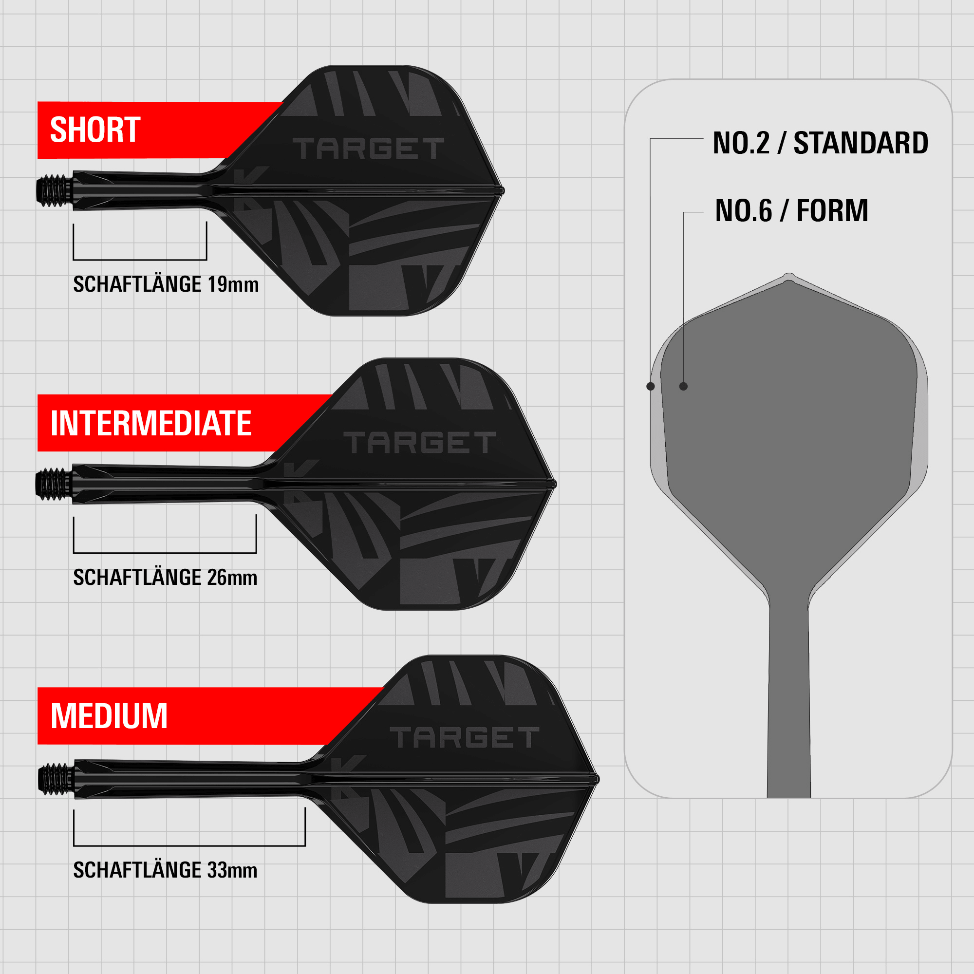 Target K-Flex Flight NO2 - Schwarz Maße Shafts