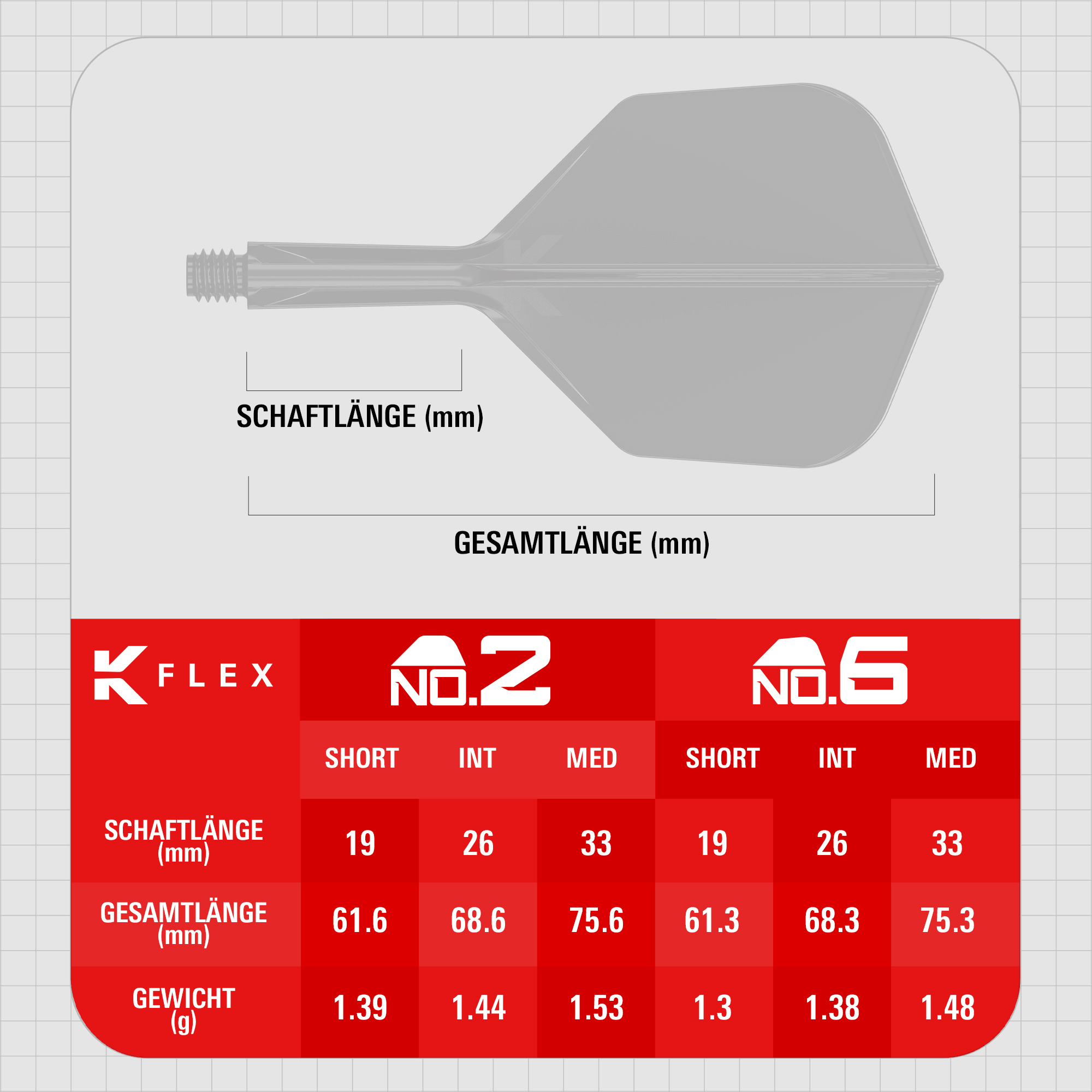 Target K-Flex Flight NO6 - Rot Maße
