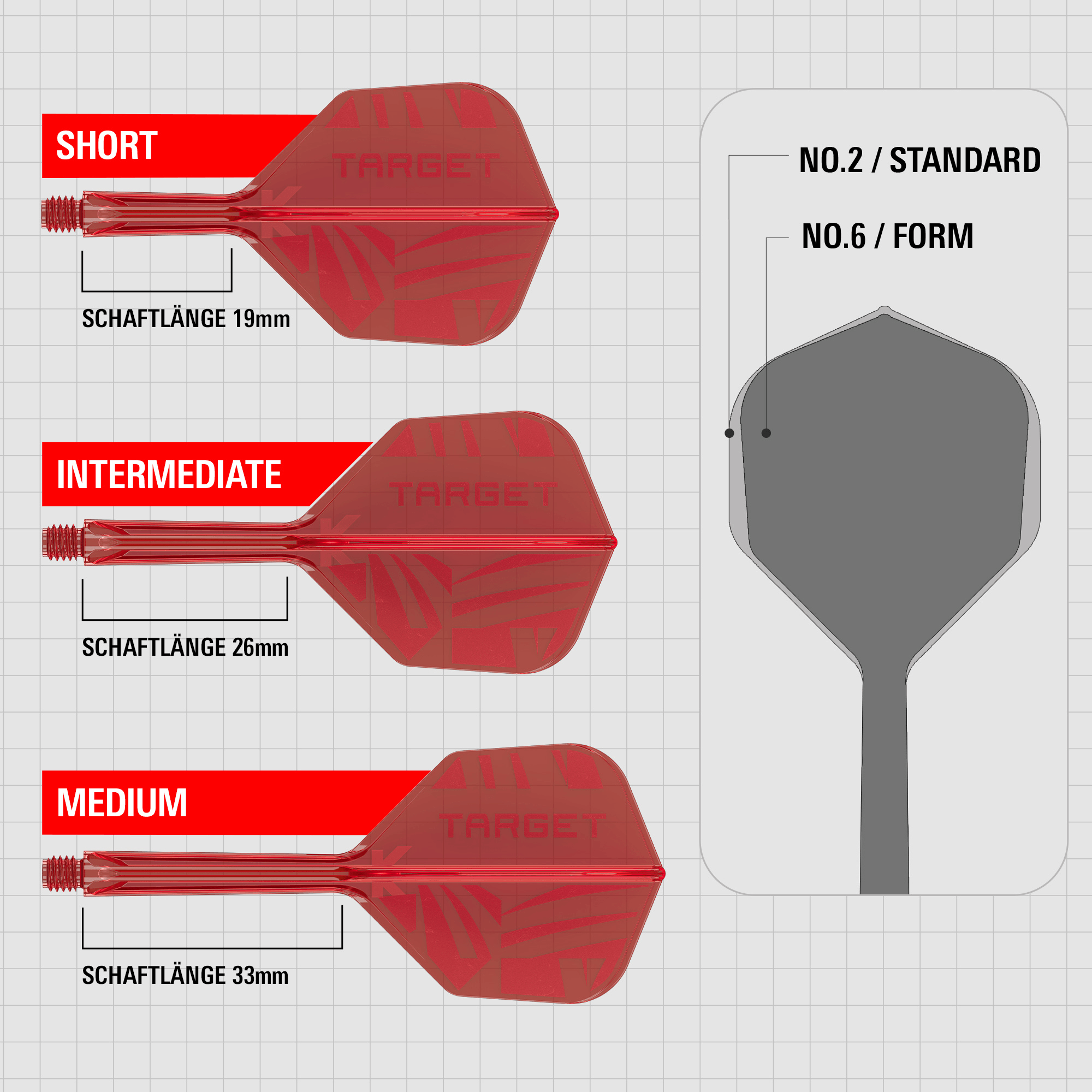Target K-Flex Flight NO6 - Rot Maße Shafts
