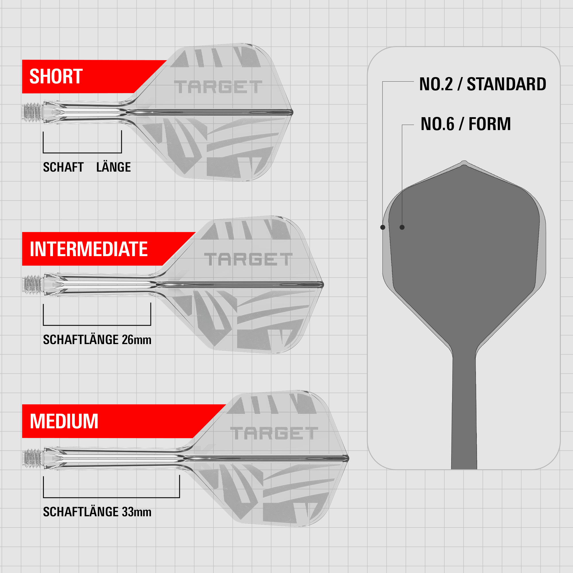 Target K-Flex Flight NO6 - Transparent Maße Shaft