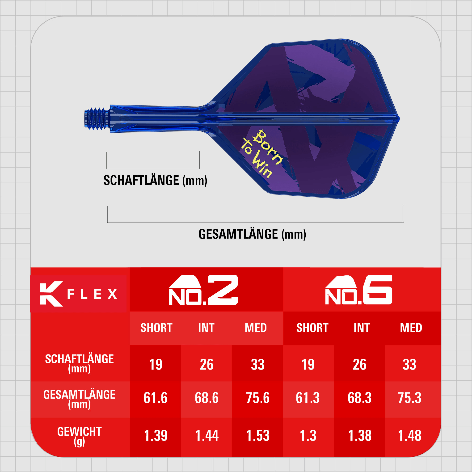 Target K-Flex Luke Littler Born To Win World Champion NO6 Masse Shaft und Flight
