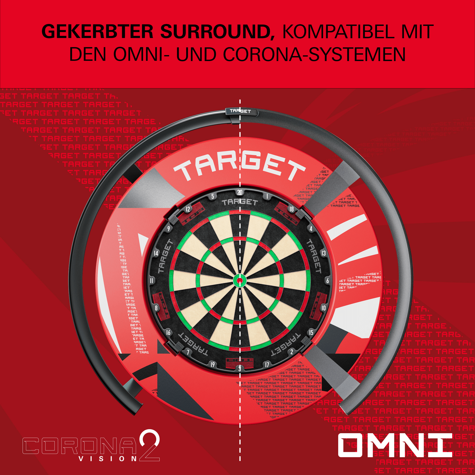 Target Notched Surround - Rot gemustert gekerbter Surround