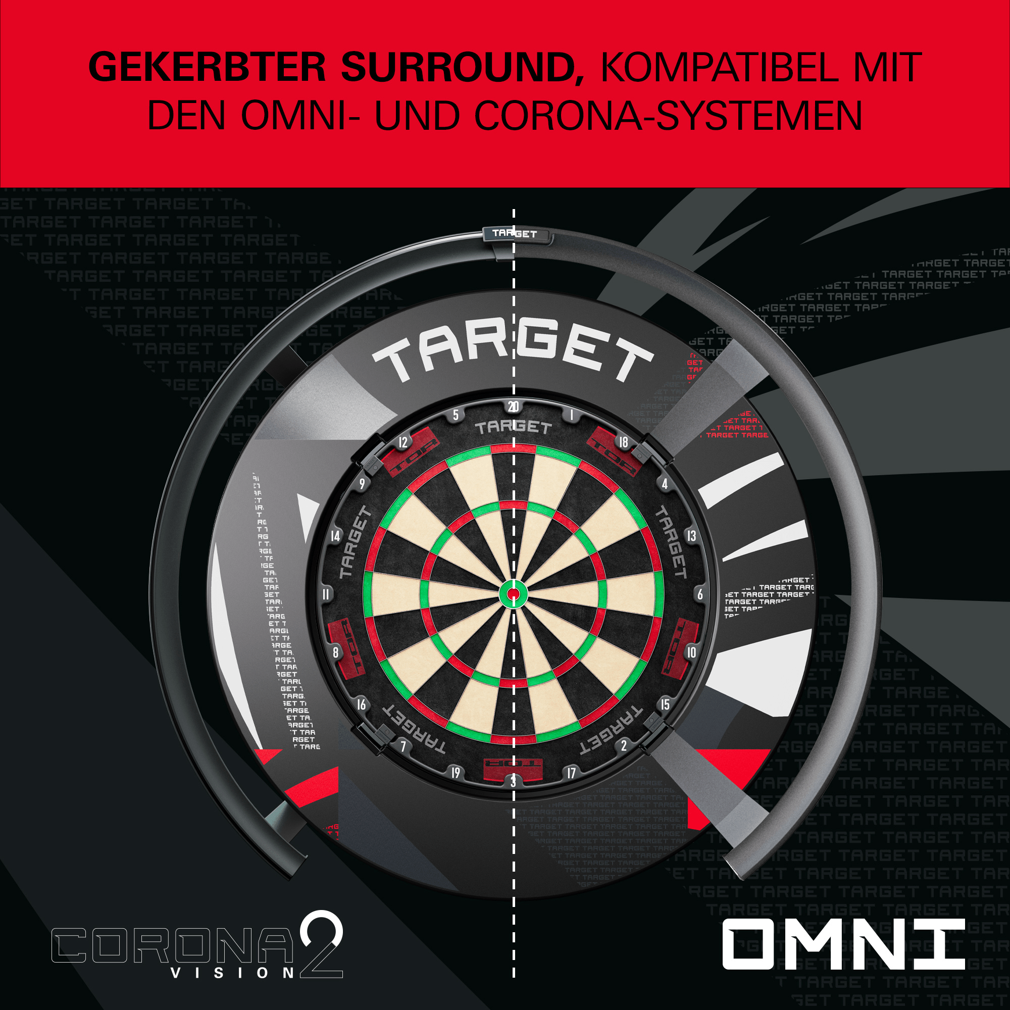 Target Notched Surround - Schwarz gemustert gekerbter Surround