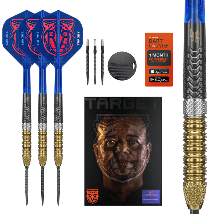 Target Raymond van Barneveld GEN6 Swiss Point Steeldarts Lieferumfang