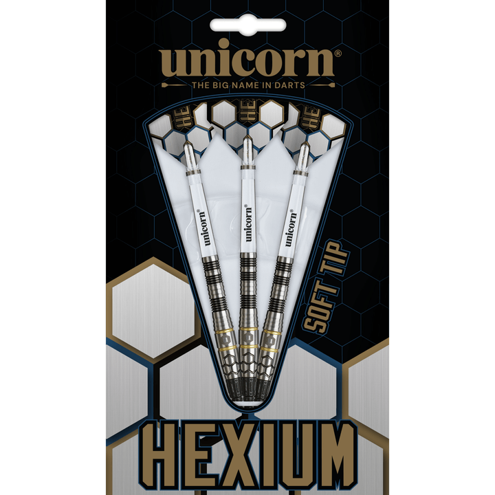 Unicorn Hexium 1 Black & Gold Softdarts Verpackung