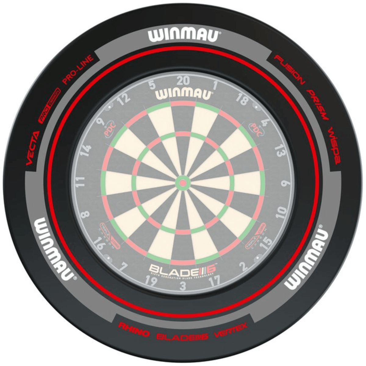 Winmau Advance Black Red Surround mit Board