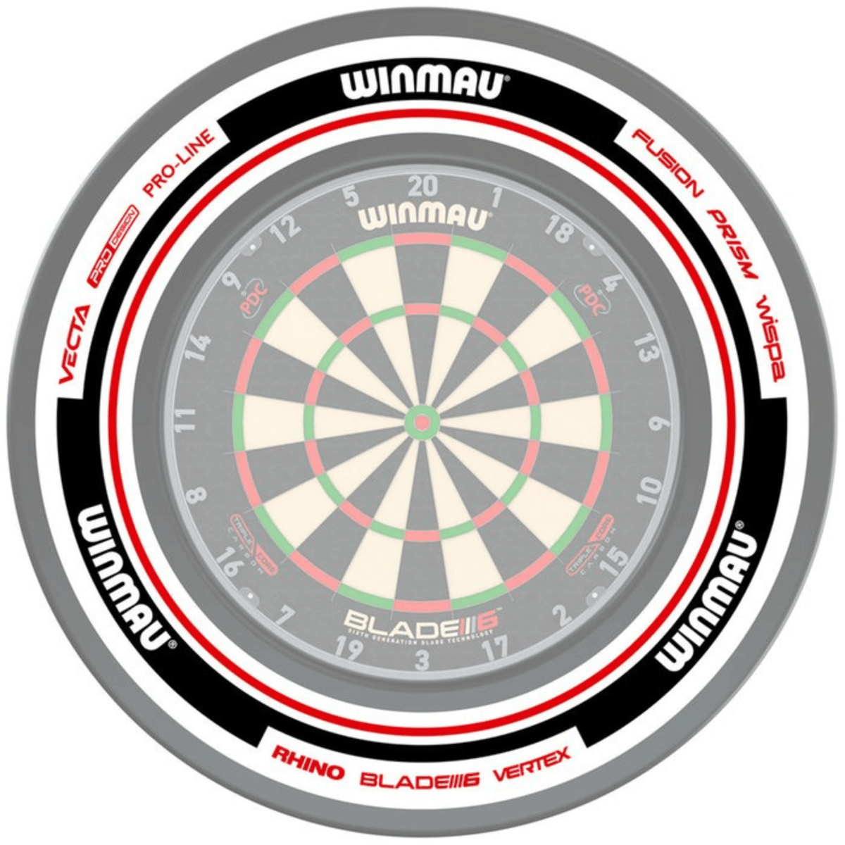 Winmau Advance White Red Surround mit Board
