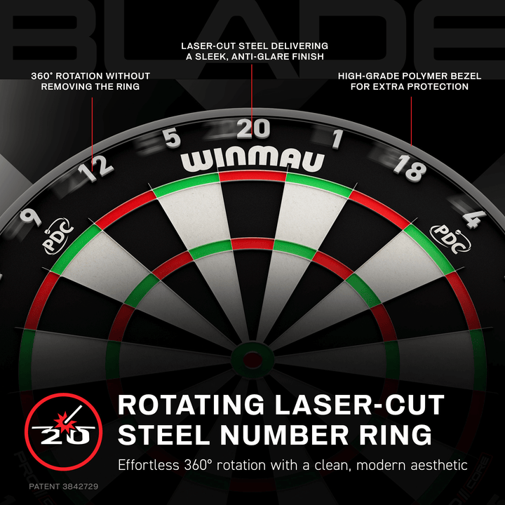 Winmau Blade X Pro Core Official PDC Dartboard Detail Zahlenring