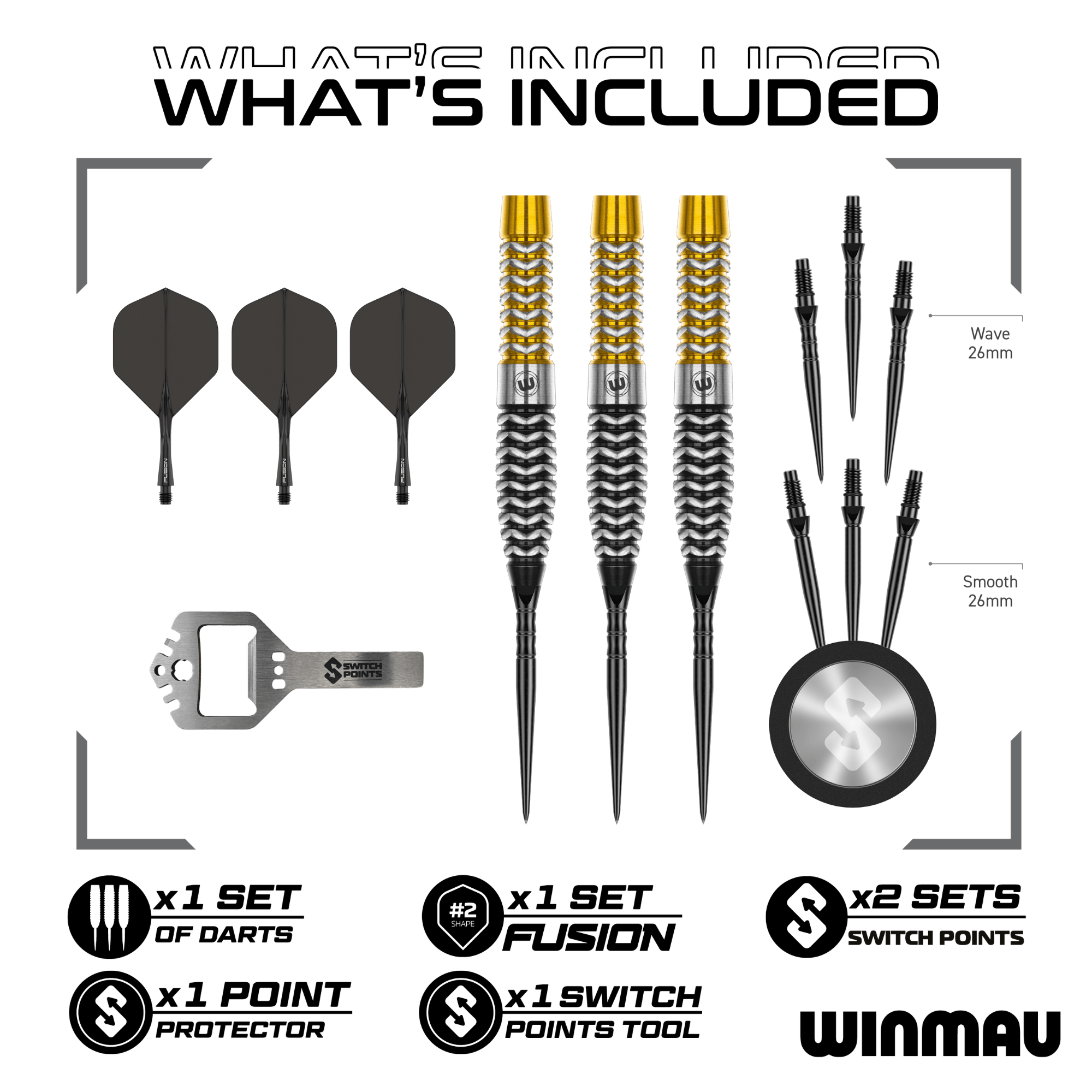 Winmau Exion Torpedo Switch Point Steeldarts Packungsinhalt