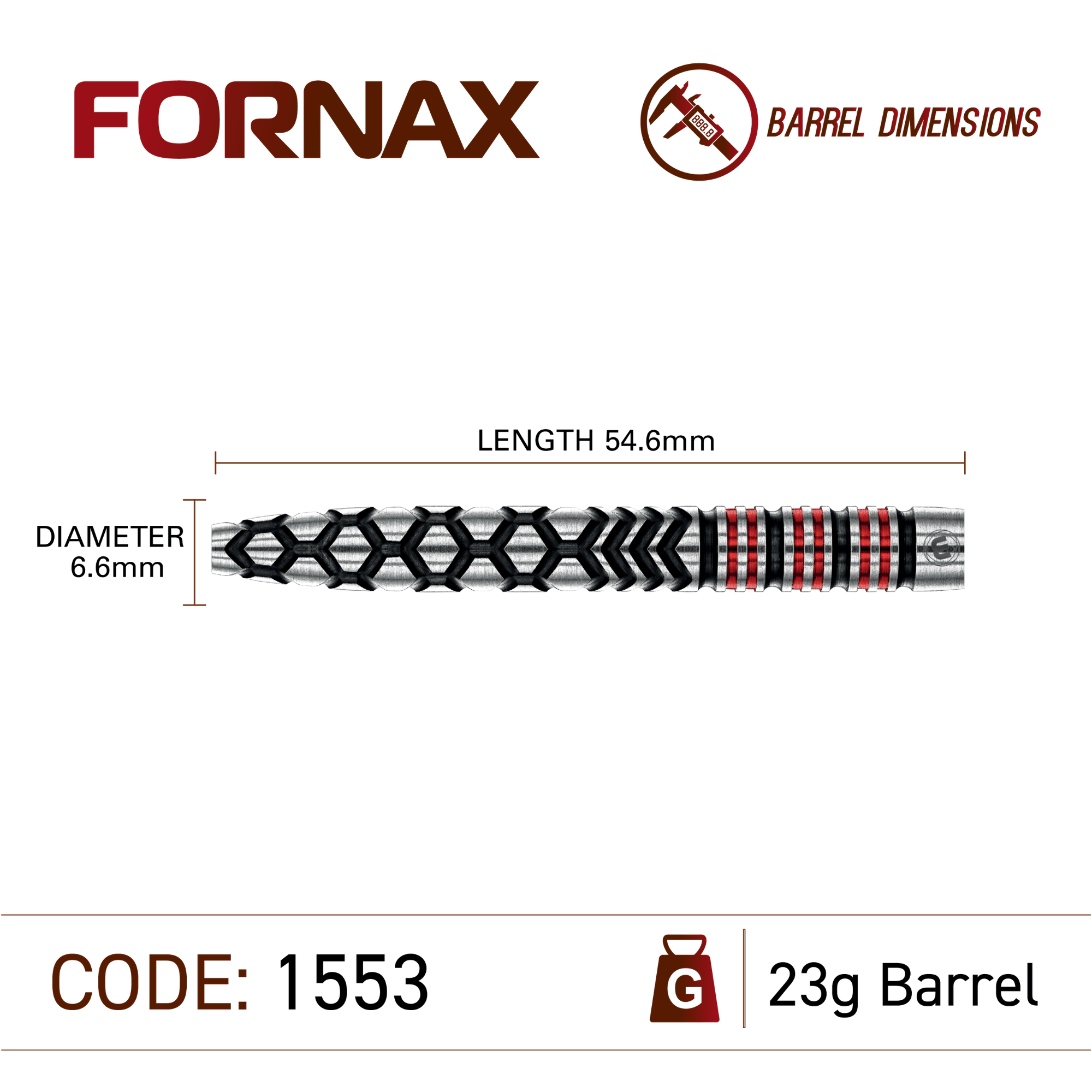 Winmau Fornax Tapered Switch Point Steeldarts Maße 23g