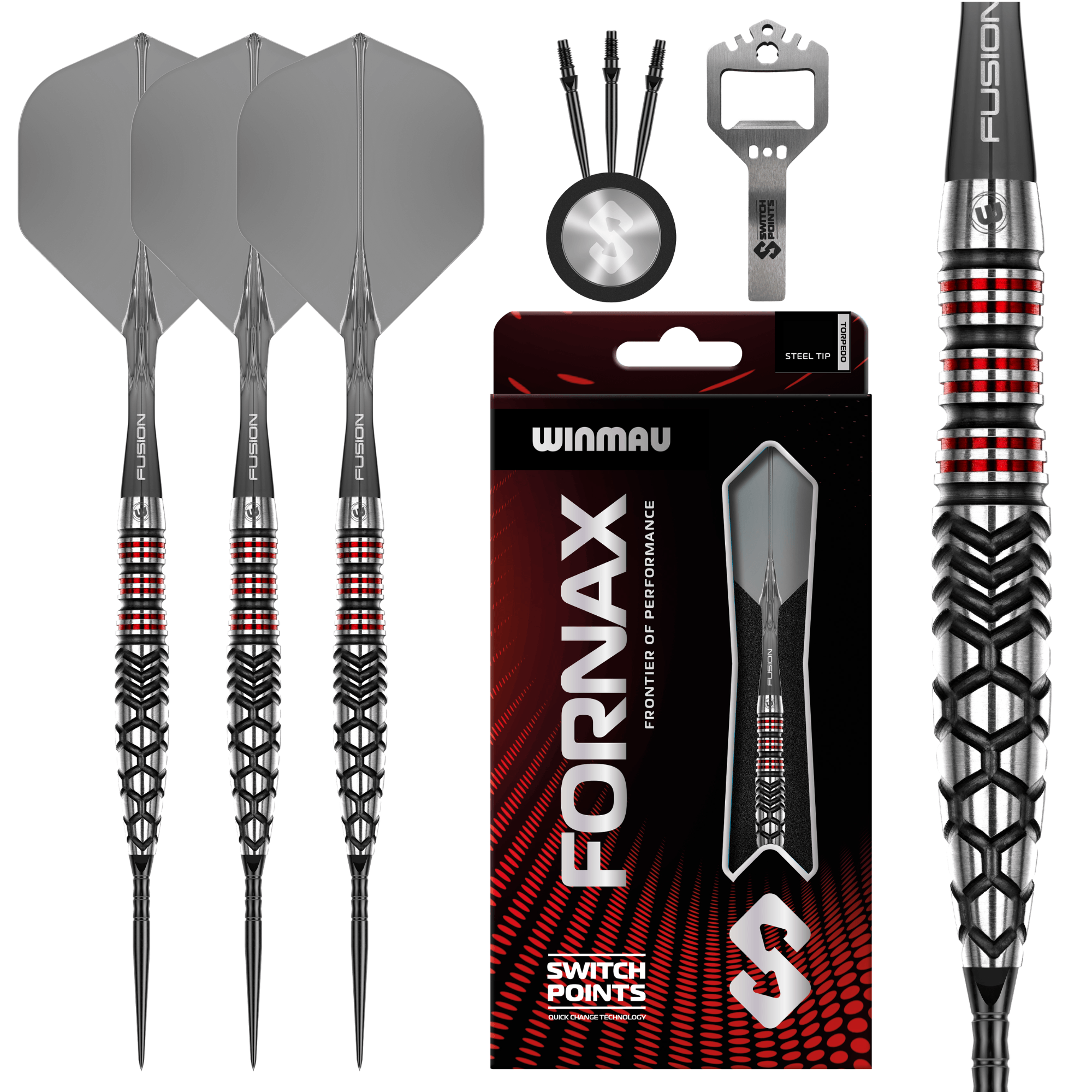 Winmau Fornax Torpedo Switch Point Steeldarts Verpackung
