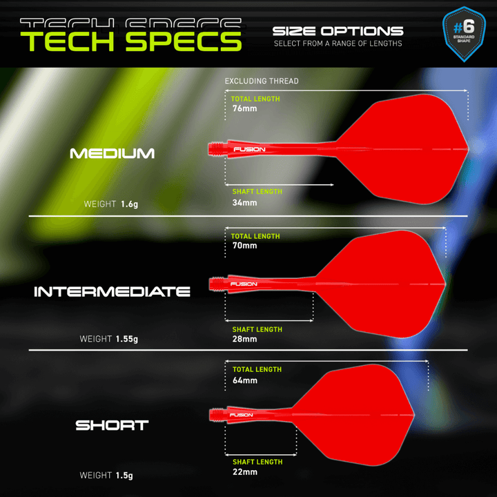 Winmau Fusion #6 Flight System Red Abmessungen