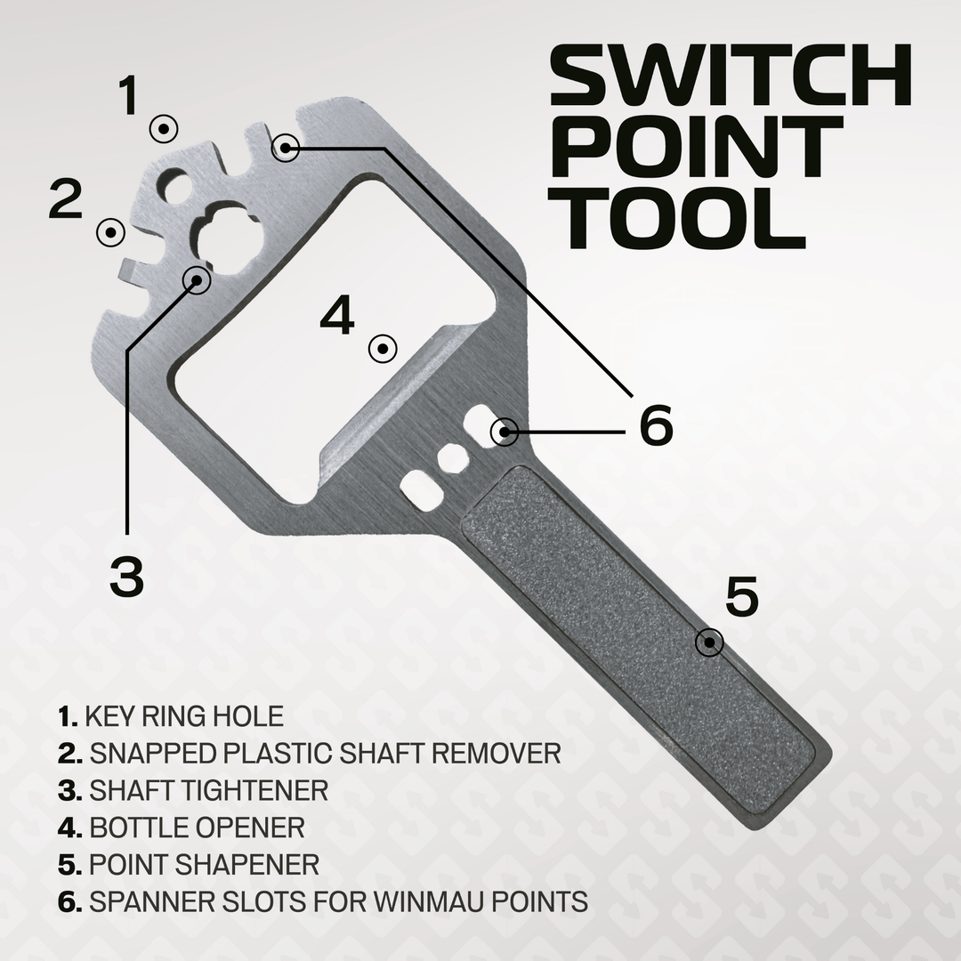 Winmau Switch Point Wave Silver Effect Spitzen Switch Point Tool