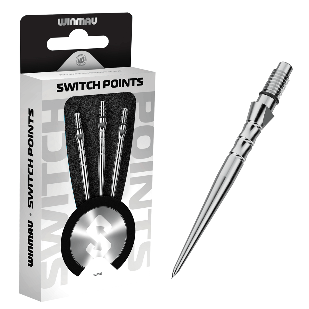 Winmau Switch Point Wave Silver Effect Spitzen Verpackung